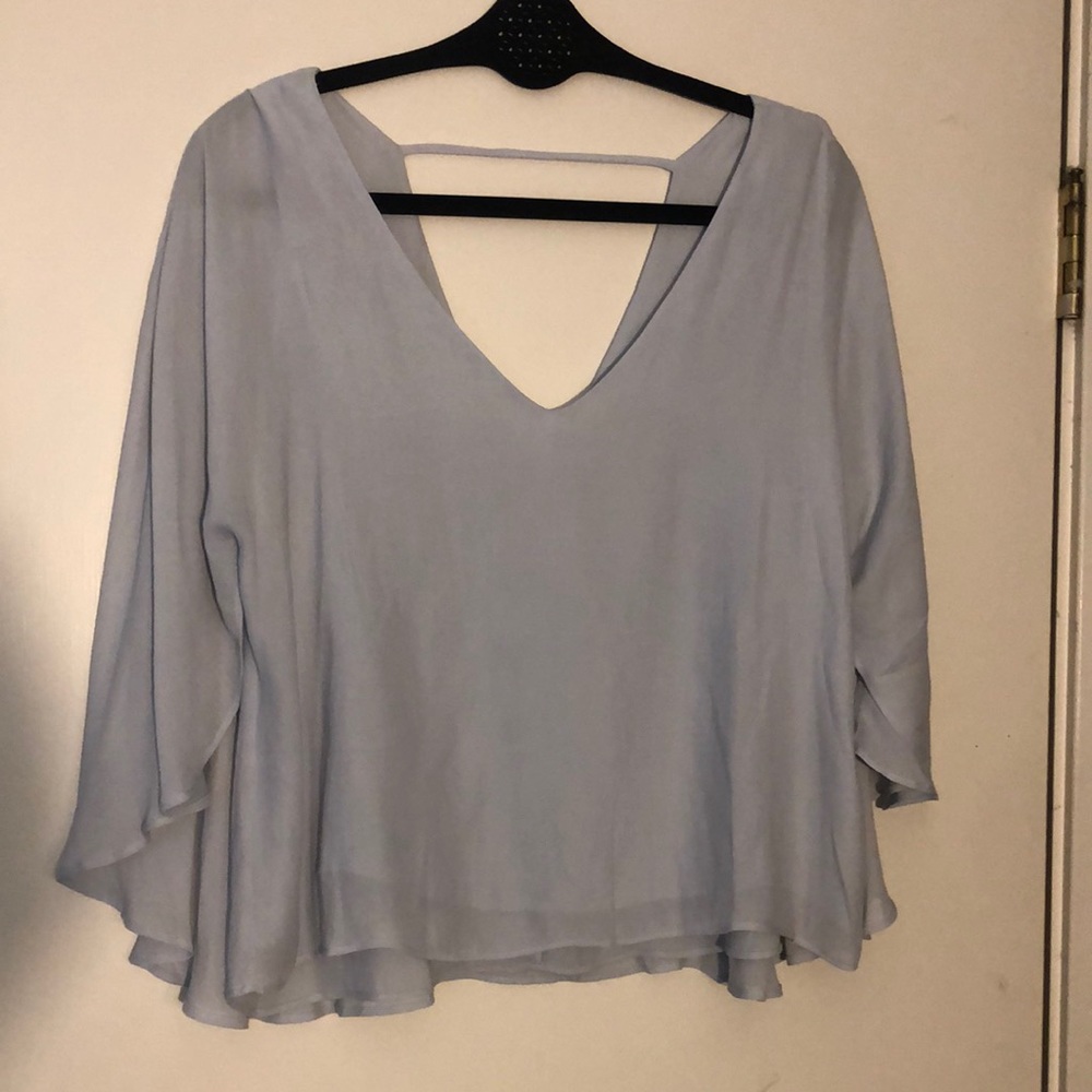 Pale Blue Silk Flowy Top, Size M